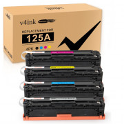 v4ink HP 125A CB540A CB541A CB542A CB543A Remanufactured Toner Cartridge - 4 Packs