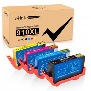 v4ink HP 910XL Remanufactured High Yield Ink Cartridges 4-Pack (Black Cyan Magenta Yellow) v4ink HP 910XL Remanufactured High Yield Ink Cartridges 4-Pack (Black Cyan Magenta Yellow)
