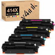v4ink HP 414X Compatible High Yield Toner Cartridges 4 Color Set  (With Chip)