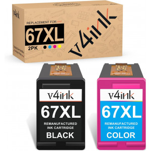 v4ink Remanufactured HP 67XL High-Yield Ink Cartridges 2-Piece (K+T) v4ink Remanufactured HP 67XL High-Yield Ink Cartridges 2-Piece (K+T)