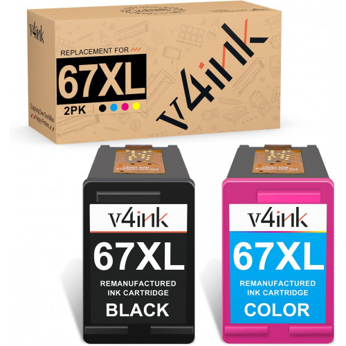 Remanufactured HP 67XL High-Yield Ink Cartridges 2-Piece (K+T)