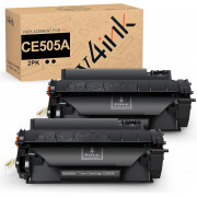 v4ink HP 05A CE505A Compatible Black Toner Cartridge - 2 Packs