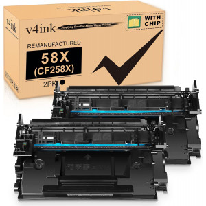 v4ink HP 58X CF258X High Yield Remanufactured Toner Cartridges 2 Pack (With Chip) v4ink HP 58X CF258X High Yield Remanufactured Toner Cartridges 2 Pack (With Chip)