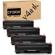 v4ink Compatible HP 83A CF283A Black Toner Cartridges - 4 Pack