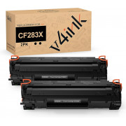 v4ink HP 83X CF283X Compatible High Yield Black Toner Cartridges - 2 Pack