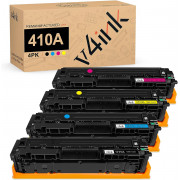 V4INK 4PK Remanufactured 410A Toner Cartridge Replacement for HP 410A CF410A CF411A CF412A CF413A Toner Set