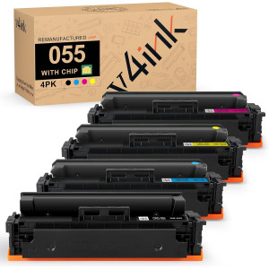 v4ink Canon 055 Compatible Standard Yield Toner Cartridges - 4 Packs (With Chip)