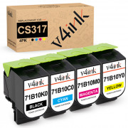 v4ink Lexmark CS317 CX317 Compatible Toner Cartridges 4 Color Set