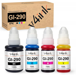 v4ink Epson GI290 GI-290 Compatible Refill Ink Bottle 4-Piece Combo Pack