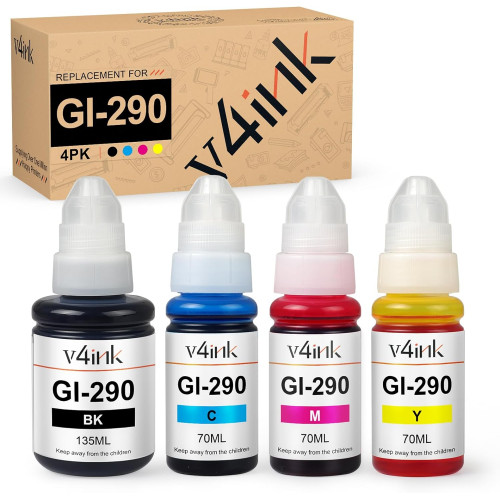 Epson GI290 GI-290 Compatible Refill Ink Bottle 4-Piece Combo Pack