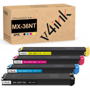 v4ink Sharp MX-36NT Compatible High Yield Toner Cartridges 4 Color Set