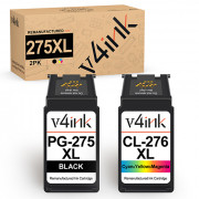 v4ink Remanufactured Canon PG-275XL CL-276XL ink Cartridges 2 Pack (1 Black+1 Color Combo)
