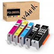v4ink Canon PGI-280XXL PGI-281XXL Compatible Ink Cartridges  - 5 Packs (K+PBK/C/M/Y)