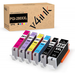 v4ink Compatible Canon PGI-280XXL CLI-281XXL Ink Cartridge 6-Piece Combo Pack (PGBK/PB/BK/C/M/Y)
