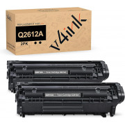 v4ink HP 12A Q2612A Compatible Black Toner Cartridges - 2 Packs