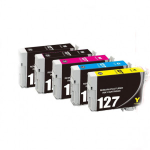 v4ink Epson 127 T127 Remanufactured Extra High-Yield Ink Cartridges 5-Piece Combo Pack v4ink Epson 127 T127 Remanufactured Extra High-Yield Ink Cartridges 5-Piece Combo Pack