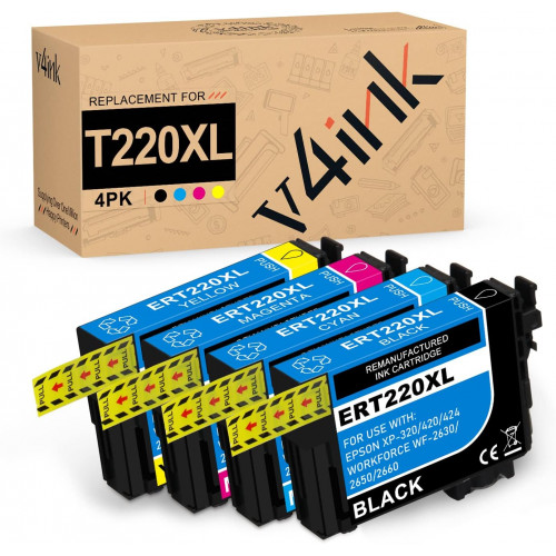 Remanufactured Epson T220XL Ink Cartridges 4 Pack