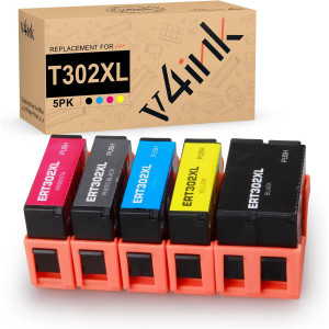 v4ink Epson 302XL T302XL Remanufactured Ink Cartridges - 5 Packs