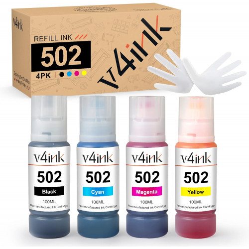 Epson 502 T502 Refill Ink Bottle 4-Piece Combo Pack 