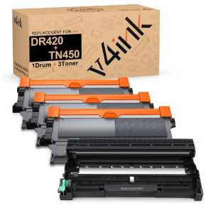v4ink Brother DR420 & TN450 Compatible High Yield 4-Piece Combo Pack  (1 Drum + 3 Toners) v4ink Brother DR420 & TN450 Compatible High Yield 4-Piece Combo Pack  (1 Drum + 3 Toners)