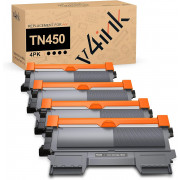 v4ink Brother TN450 (Replaces TN420) Compatible High Yield Black Toner Cartridge - 4 Pack