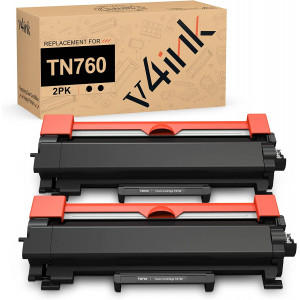 v4ink Brother TN760 (Replaces TN730) Compatible High Yield Black Toner Cartridge - 2 Packs v4ink Brother TN760 (Replaces TN730) Compatible High Yield Black Toner Cartridge - 2 Packs