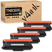 v4ink Brother TN830XL TN-830XL Compatible Toner Cartridges 4 Pack