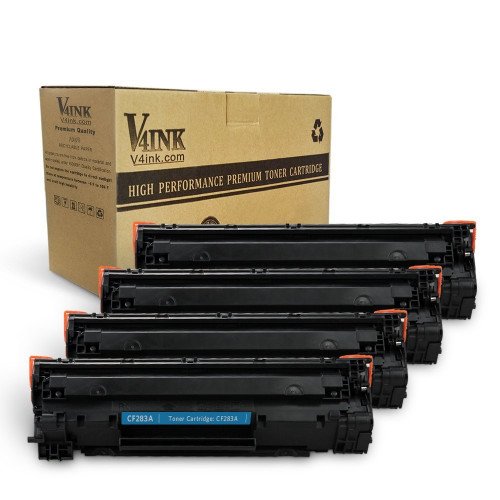 Compatible 4 Pack HP 83A CF283A Black Toner Cartridge