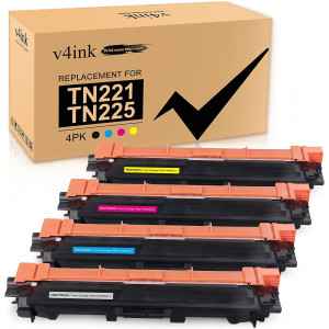 v4ink Brother TN221 TN225 Compatible Toner Cartridges 4 Color Set