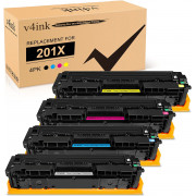 v4ink HP 201X Remanufactured High Yield Toner Cartridges 4 Color Set