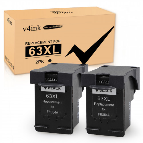 HP 63XL Remanufactured High-Yield Black Ink Cartridges 2-Piece (2K)