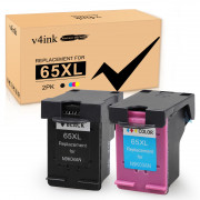 v4ink HP 65XL Remanufactured High-Yield ink Cartridges 2-Piece (K+T)