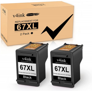 v4ink HP 67XL Remanufactured High-Yield Black Ink Cartridges - 2 Packs  (2K) v4ink HP 67XL Remanufactured High-Yield Black Ink Cartridges - 2 Packs  (2K)