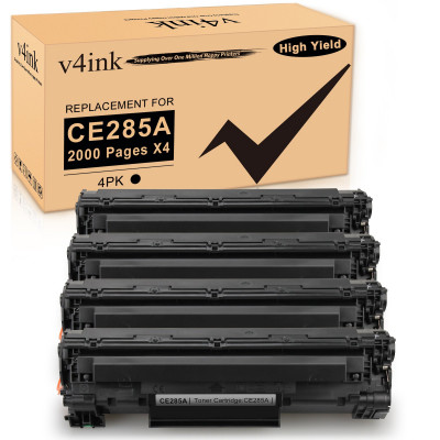 v4ink Compatible HP 85A CE285A Black Toner Cartridges - 4 Pack