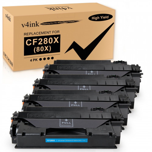 4 Pack Compatible Hp 80X Yield Black Toner Cartridge