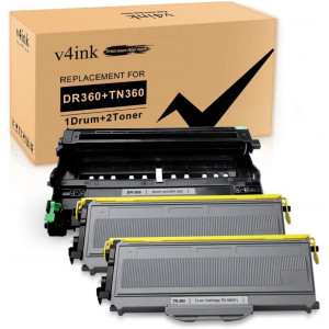 v4ink Brother DR360 & TN360 Compatible High Yield 3-Piece Combo Pack - 1 Drum + 2 Toner