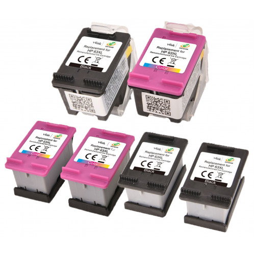v4ink HP 63XL Remanufactured Ink Cartridge 6 packs (3 Black and 3 Color