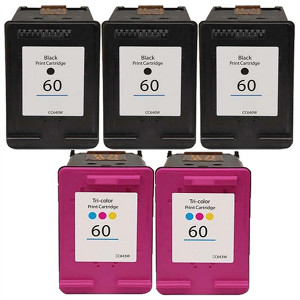 HP 60 Remanufactured Ink Cartridge 5-Piece Combo Pack