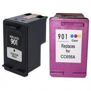 HP 901 Remanufactured High-Yield ink Cartridges 2-Piece (K+T)
