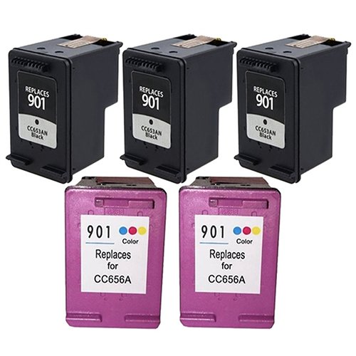 HP 901 Remanufactured Ink Cartridge 5 Piece Combo Pack