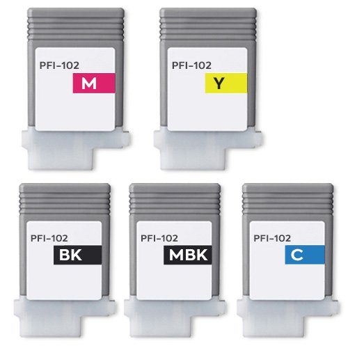 Canon PFI-102 Compatible Ink Cartridge 5-Piece Combo Pack