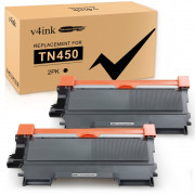v4ink Brother TN450 (Replaces TN420) Compatible High Yield Black Toner Cartridge - 2 Packs