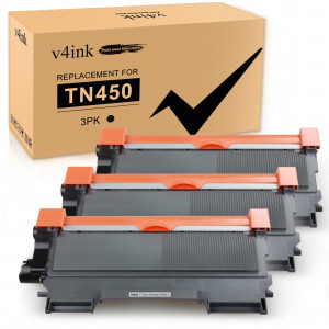 v4ink Brother TN450 (Replaces TN420) Compatible High Yield Black Toner Cartridge - 3 Packs v4ink Brother TN450 (Replaces TN420) Compatible High Yield Black Toner Cartridge - 3 Packs