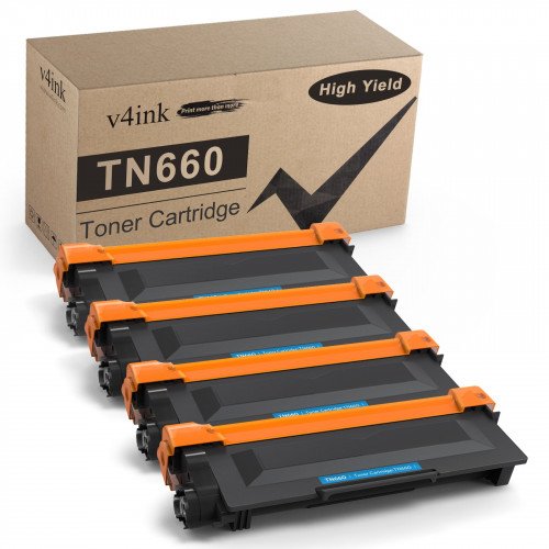 v4ink 4 Pack Brother TN660 TN630 Compatible Black Toner Cartridges