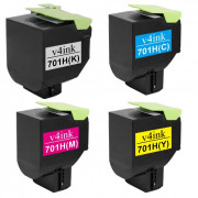Lexmark New Compatible 701H High Yield Toner Cartridge (70C1HK0, 70C1HC0, 70C1HM0, 70C1HY0) - 4 Packs