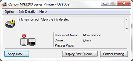 Your printer diaplay that the 260xl ink is empty