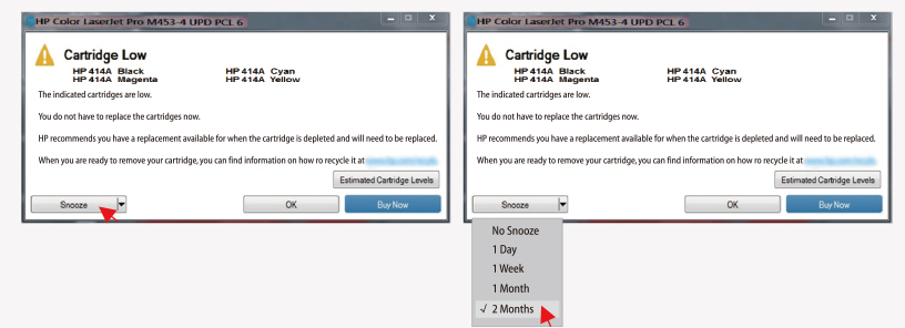 printer error "cartridge low"