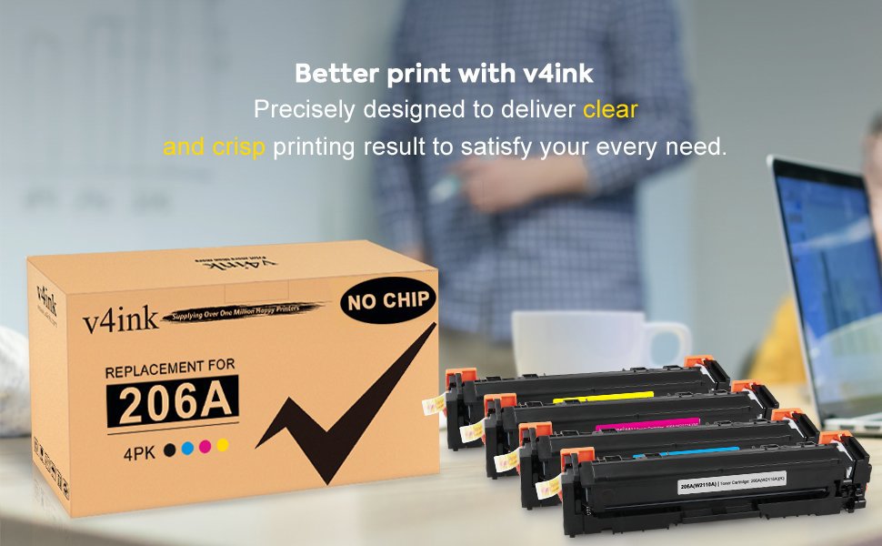 v4ink Compatible HP 206A Toner Cartridge 4-Piece Combo Pack